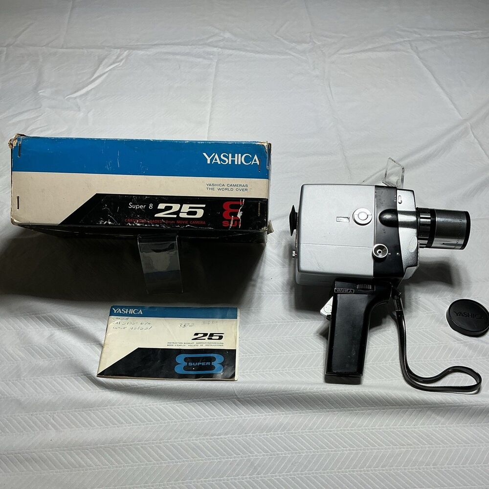 Yashica Super 8 25 Movie Camera Super 8 Non-Reflex Silver w/ Box Manual Cap